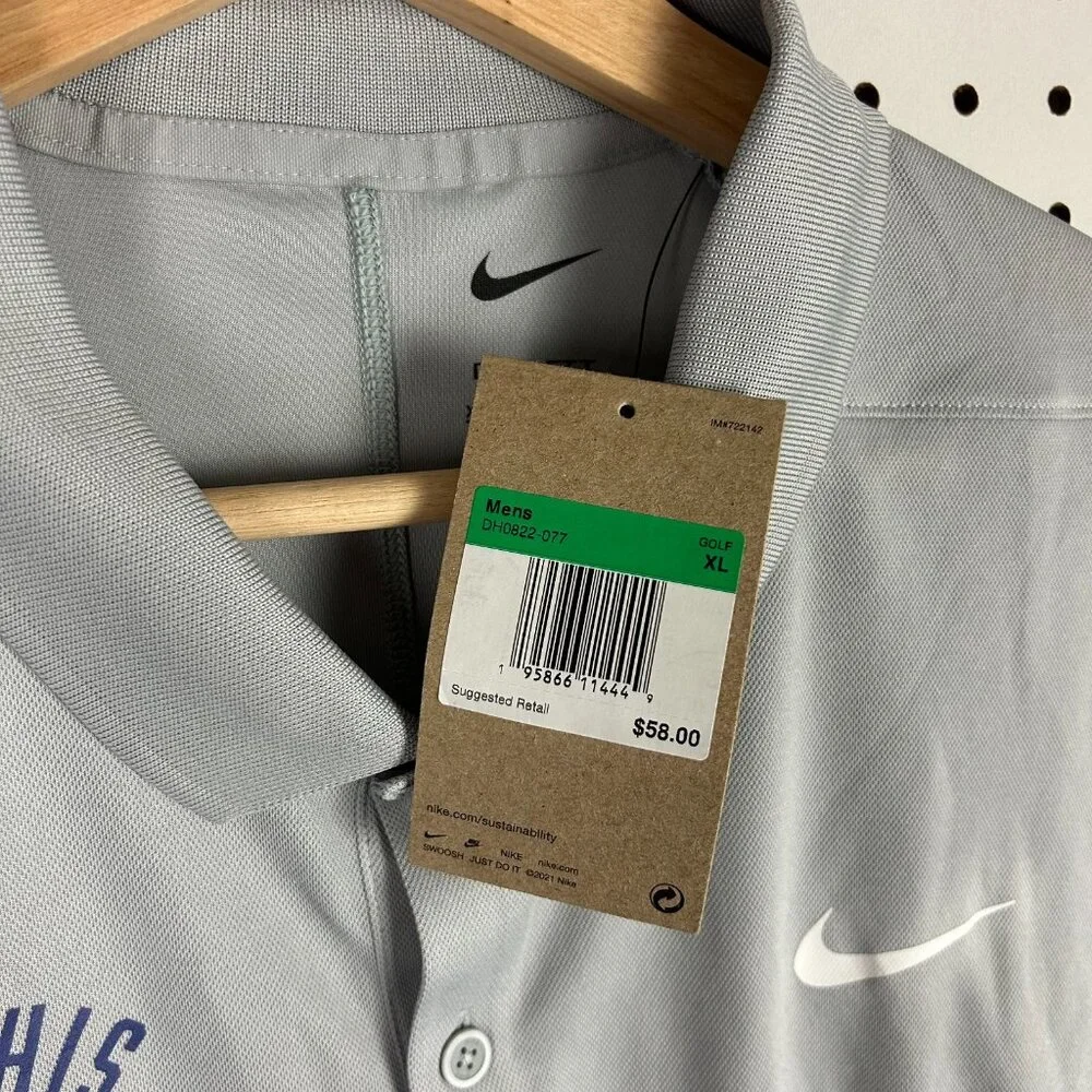 Nike 1 Cent Memphis Tigers Polo XL Gray Basketball Team Issued Penny Dri Fit NWT